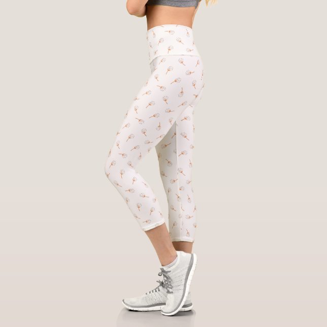 Cute Polka Dot Flower Pattern Capri Leggings (Left)