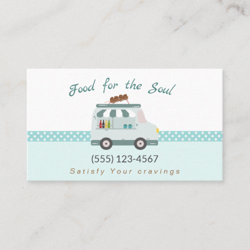 Cute Polka Dot Food Truck Business Card