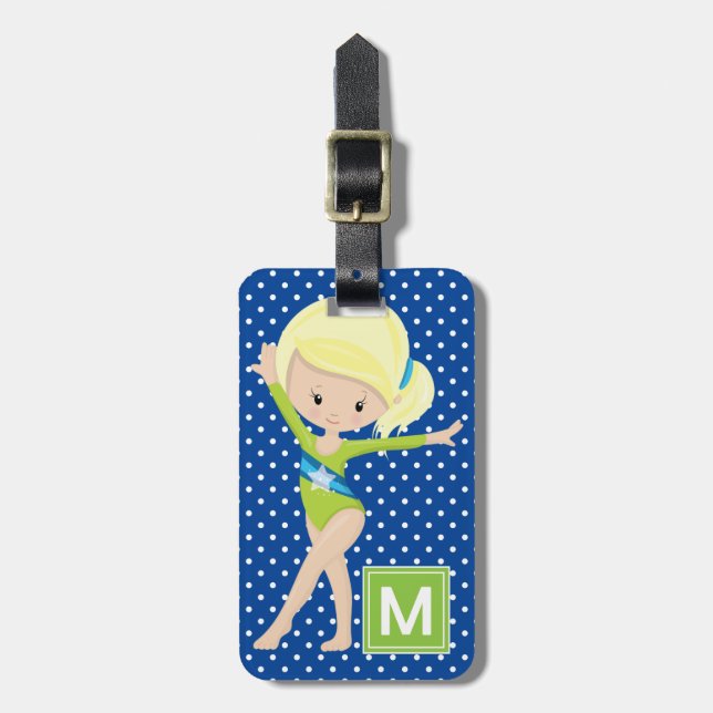 Cute Polka Dot Gymnast Luggage Tag (Front Vertical)