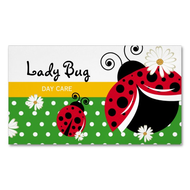 Cute Polka Dot Lady Bug Business Card Magnet (Front)