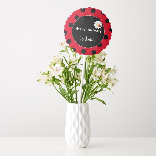 Cute Polka dot Ladybug Daisy Flower Birthday Party Balloon (Vase)