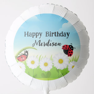 Cute Polka dot Ladybug Daisy Flower Birthday Party Balloon