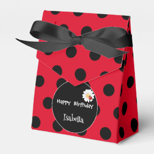 Cute Polka dot Ladybug Daisy Flower Birthday Party Favor Boxes