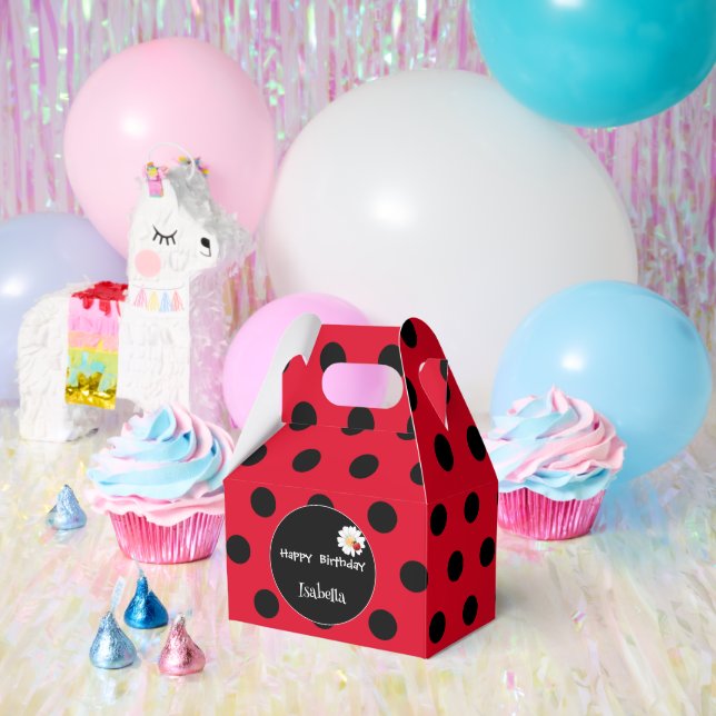 Cute Polka dot Ladybug Daisy Flower Birthday Party Favor Boxes (Party)