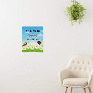 Cute Polka dot Ladybug Daisy Flower Birthday Party Foam Board