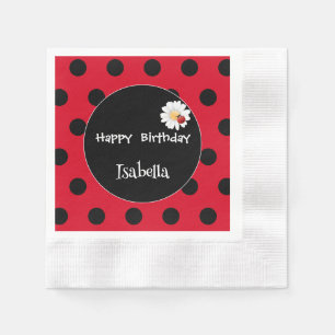 Cute Polka dot Ladybug Daisy Flower Birthday Party Napkins