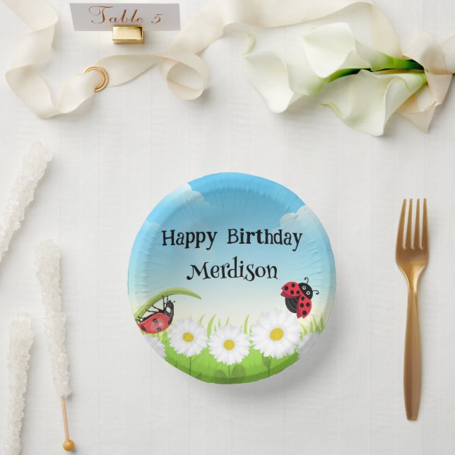 Cute Polka dot Ladybug Daisy Flower Birthday Party Paper Bowls (Wedding)