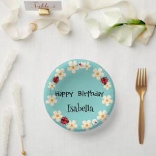 Cute Polka dot Ladybug Daisy Flower Birthday Party Paper Bowls
