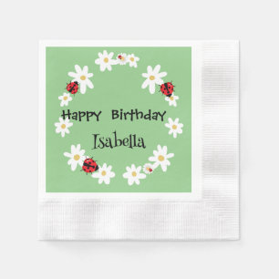 Cute Polka dot Ladybug Daisy Flower Floral Kids 2 Napkins