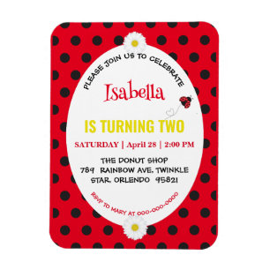 Cute Polka dot Ladybug Daisy Kids Birthday Partry Magnet