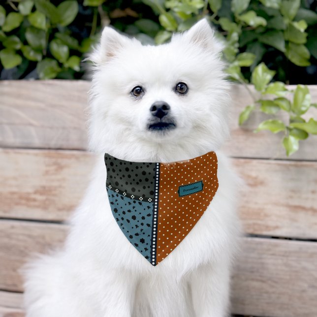 Cute Polka Dot Pattern Blue Green Orange Dog Pet Bandana Collar (Dog)