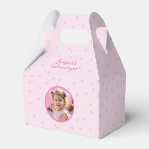 Cute Polka Dot Pattern Pink Birthday Party Photo Favor Boxes