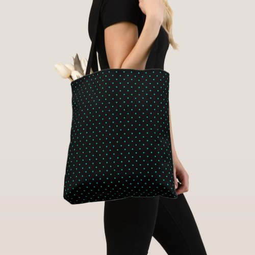 Cute Polka Dot Pattern Simple Modern Teal Black Tote Bag