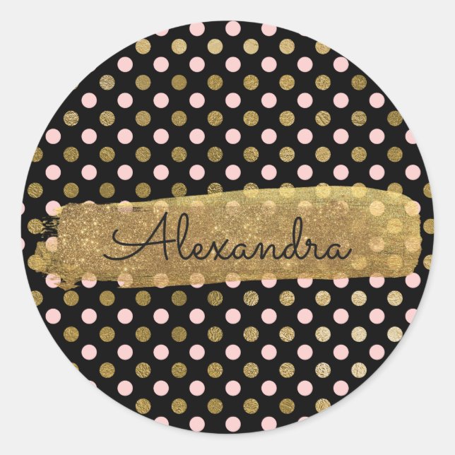 Cute Polka Dot Pink and Gold Envelope Seal (Front)