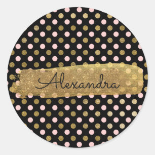 Cute Polka Dot Pink and Gold Envelope Seal