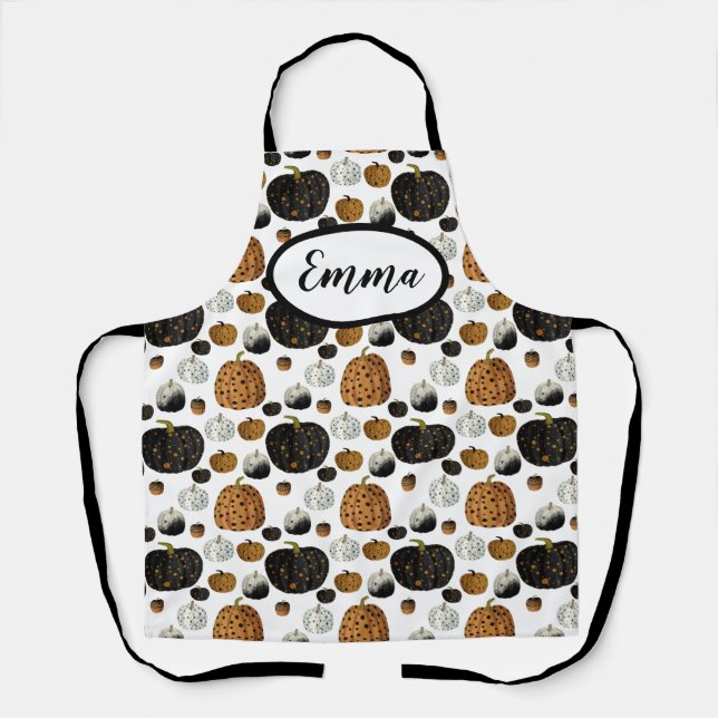 Cute Polka Dot Pumpkins Design Apron (Front)