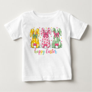 Cute Polka Dot Rabbits First Easter Personalized  Baby T-Shirt