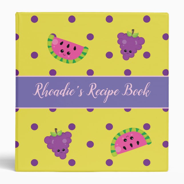 Cute Polka Dot Recipe book 3 Ring Binder (Front)
