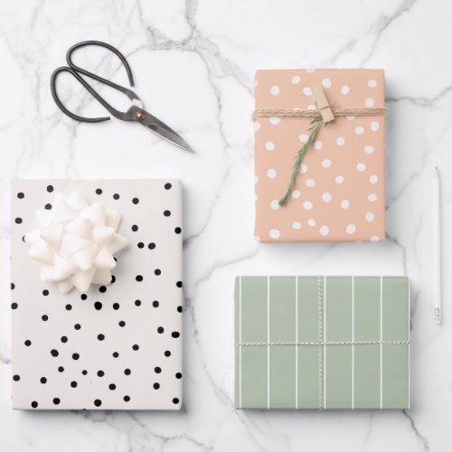 Cute Polka Dot Soft Color Pastel Minimal  Wrapping Paper Sheets