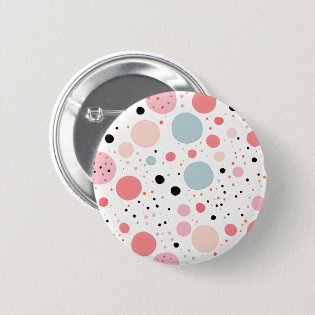 Cute polka dot spotty pattern white button (Front & Back)