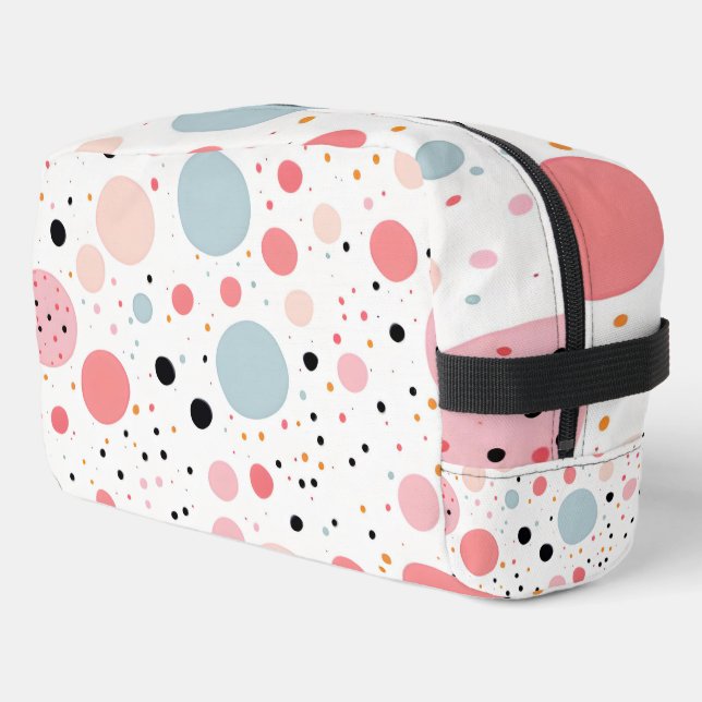 Cute polka dot spotty pattern white dopp kit (Left Corner)