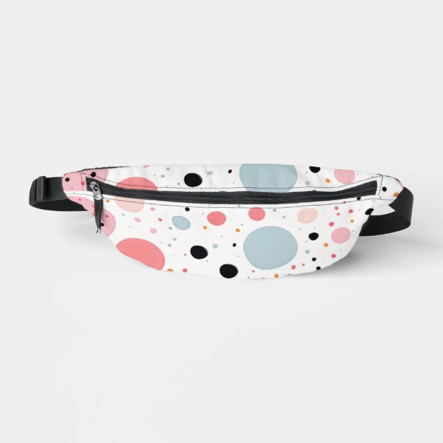 Cute polka dot spotty pattern white fanny pack (Front)