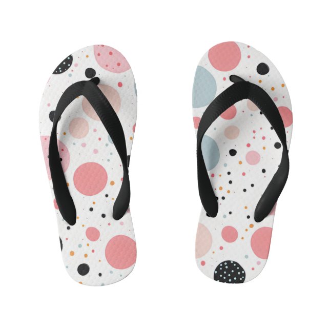 Cute polka dot spotty pattern white kid's flip flops (Footbed)