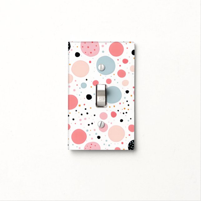 Cute polka dot spotty pattern white light switch cover (In Situ)