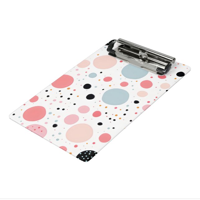Cute polka dot spotty pattern white mini clipboard (Angled3)