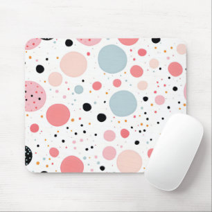 Cute polka dot spotty pattern white mouse pad