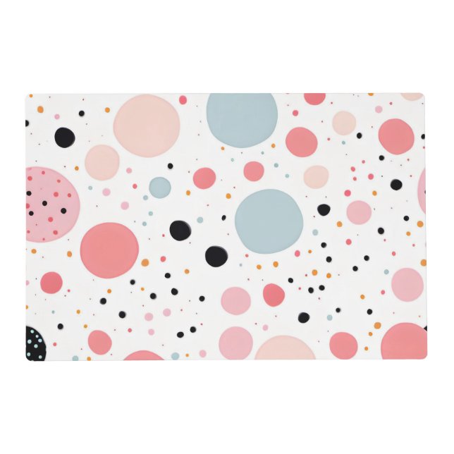 Cute polka dot spotty pattern white placemat (Front)
