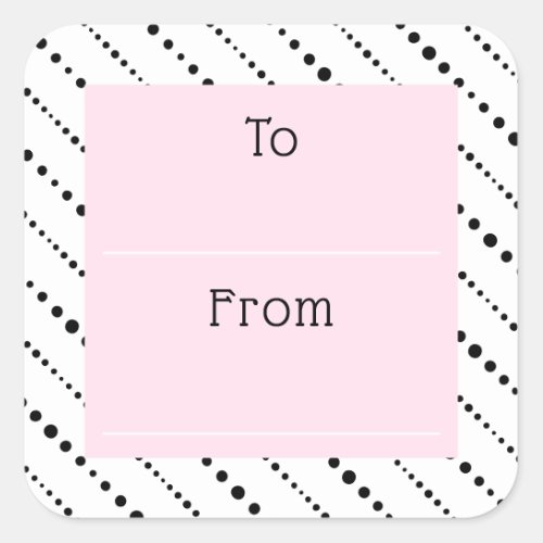 Cute polka dot stripes black white pink to from square sticker