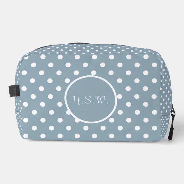 Cute Polka Dot Toiletry/ Makeup Bag Custom Text (Front)
