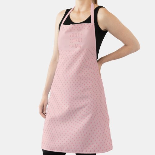 Cute Polka Dot Two Tone Pink Personalized Apron