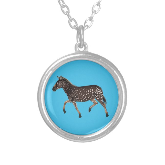 Cute Polka Dot Zebra Silver Plated Necklace (Front)