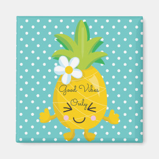 Cute Polka Dots and Pineapple Magnet