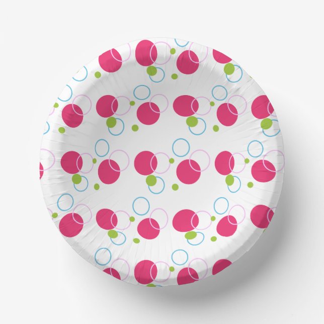 Cute Polka Dots Birthday Party Paper Bowls (Front)