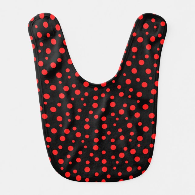 Cute Polka Dots Black Boy Girl Baby Bib (Front)