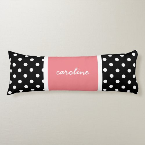 Cute Polka Dots BlackWhite  Rose Add your name Body Pillow