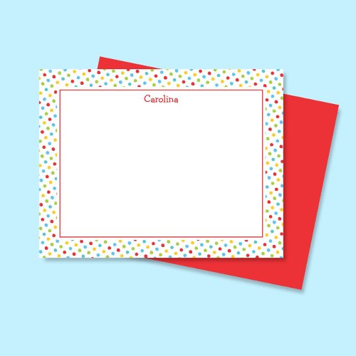 Cute Polka Dots Colorful Girly Stationery Note Card
