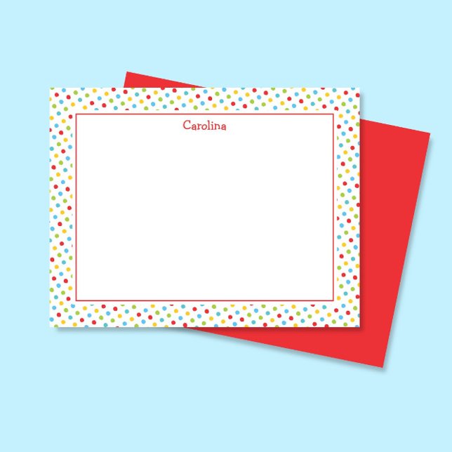 Cute Polka Dots Colorful Girly Stationery Note Card (Creator Uploaded)