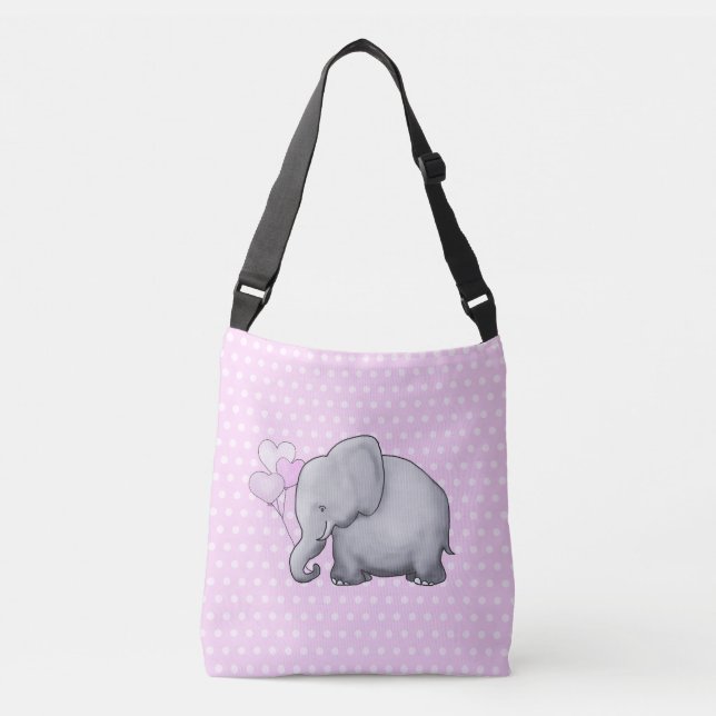 Cute Polka Dots Elephant Baby New Mom's Crossbody Bag (Front)