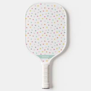 Cute Polka Dots in Pastel Colors Pickleball Paddle