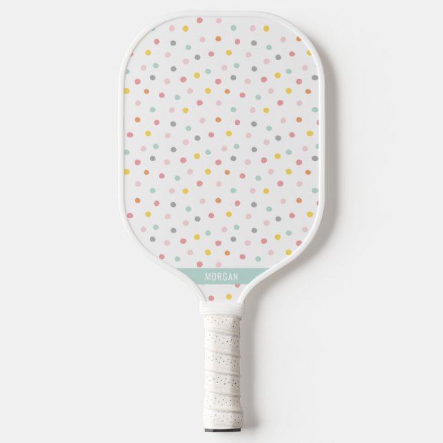 Cute Polka Dots in Pastel Colors Pickleball Paddle (Front)
