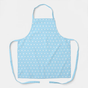 Cute Polka Dots Light Baby Blue and White Apron