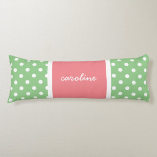 Cute Polka Dots, Lime & Rose, Add your name Body Pillow