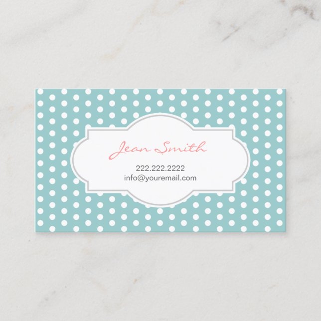 Cute Polka Dots Mint Blue Mommy Calling Card (Front)