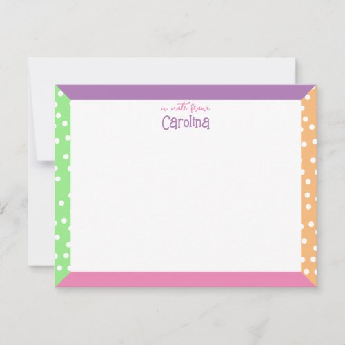 Cute Polka Dots  Pastel Frame Girly Stationery Note Card