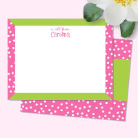 Cute Polka Dots Pink Green Frame Girly Stationery