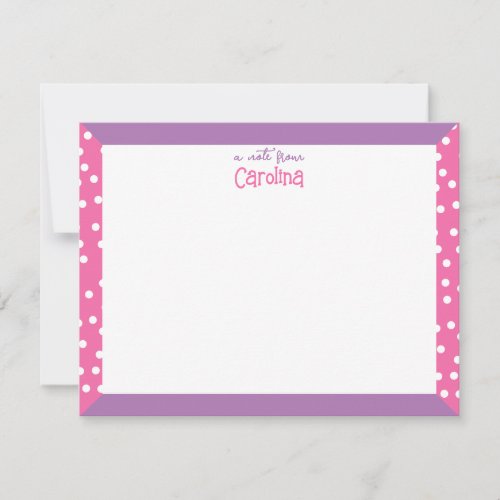 Cute Polka Dots Pink Purple Frame Girly Stationery Note Card